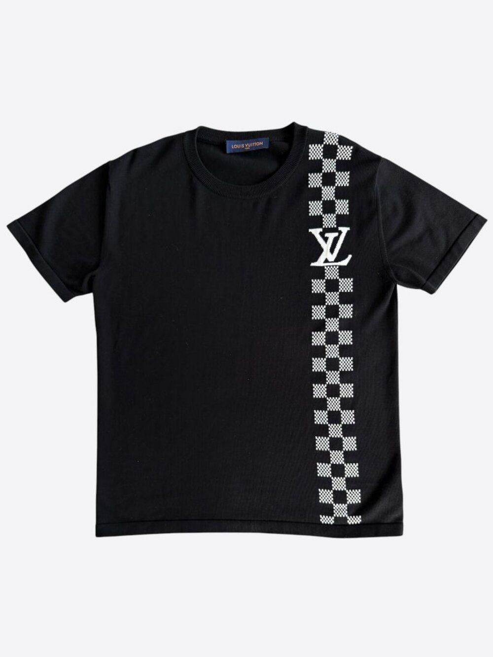 Louis Vuitton Black Checkered Intarsia Logo T-Shirt